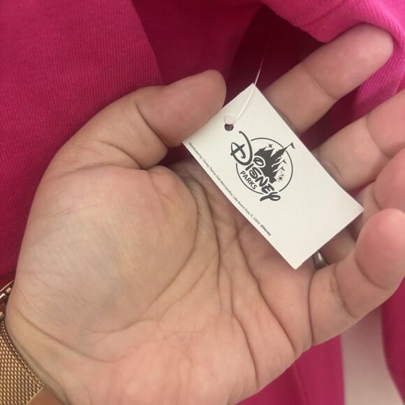 Disney Hot Pink Silver Glitter Spirit Jersey Disney Parks Adult Sz S NWT!! - Picture 3 of 9